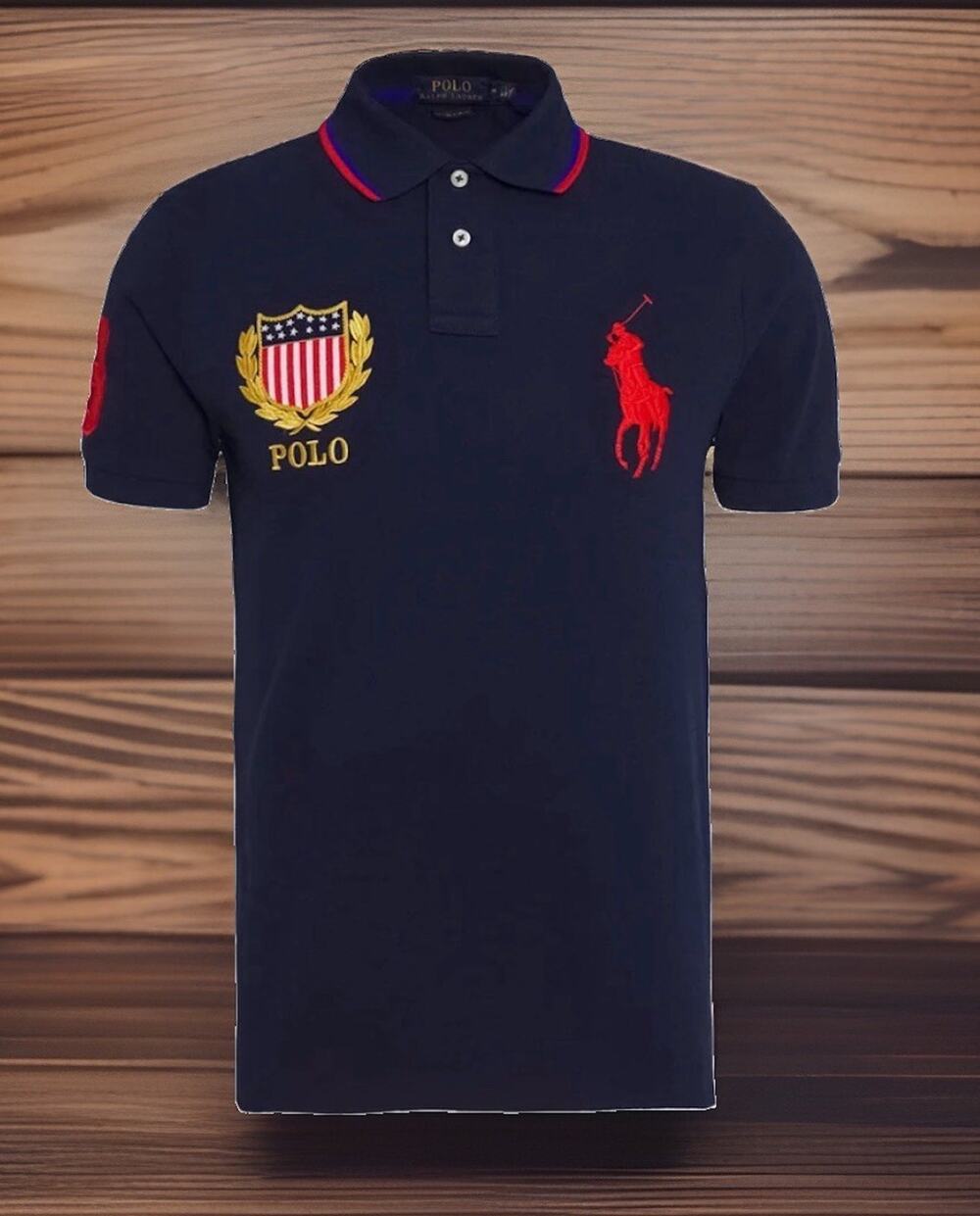 Polo Ralph Lauren Crest RRL Big Pony Navy Polo Shirt Mens Medium New Fast Ship
